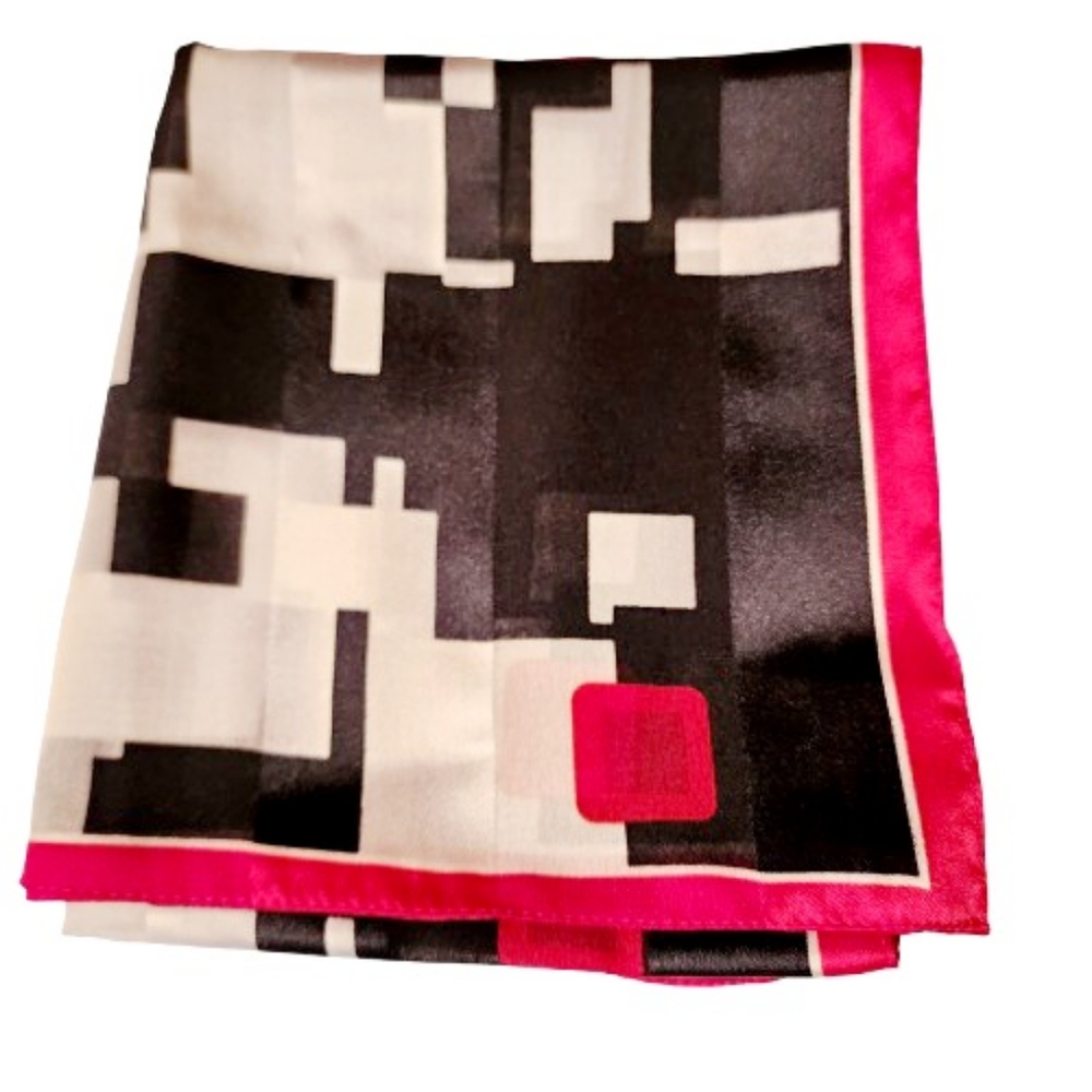 Black White Red Trim Scarf